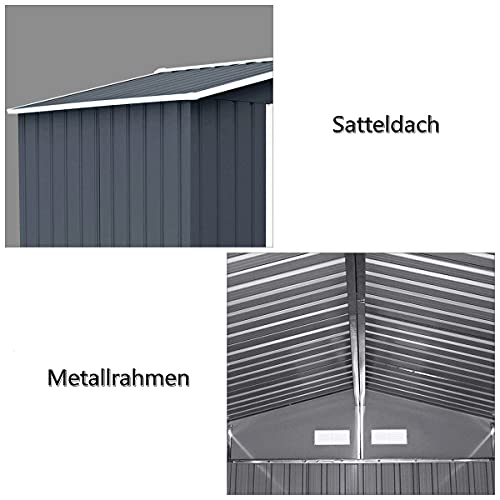 GYMAX Gartenhaus Metall, Garten Schuppen mit geräumigem Stauraum, wetterbeständiger Geräteschuppen, Gerätehaus mit… – Bild 5