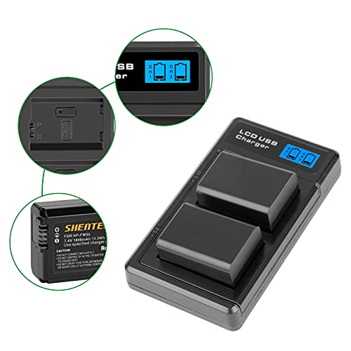 2 X Shentec NP-FW50 Batteria di Ricambio e Doppio