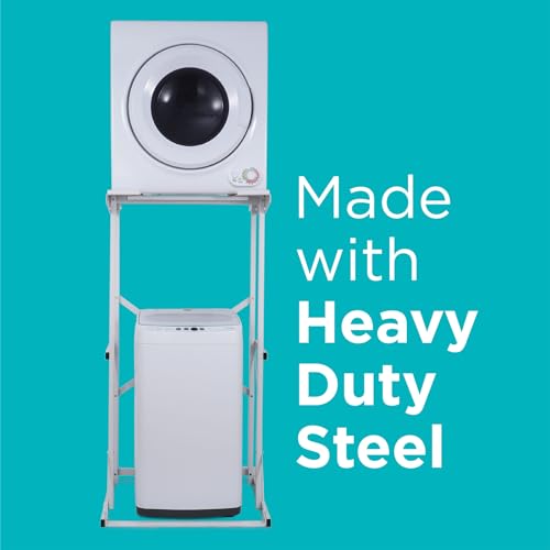 Black+Decker Washer Dryer Stacking Rack Stand, Compatible with Black and Decker Portable Washers and Dryers, Heavy Duty Steel, Dryer Stand with 60 lb. Weight Capacity, BWDS, White