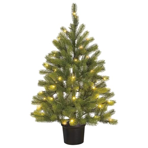 Black Box Trees Grimshaw Sapin de Noël Artificiel en Pot avec éclairage LED et Fonction minuterie - H 90 x Ø 61 cm - Vert et Blanc