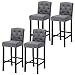 eSituro 4X Taburetes de Bar Sillas Altas, Asiento Tapizado de Lino Juego de 4 Taburete Alto Patas de Madera con Respaldo Sillas Comedor Gris Oscuro SBST0308