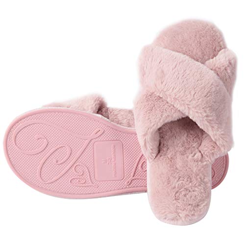 Home Slipper Cozy Slippers Women's Light House Indoor Slippers Fuzzy Cross/Open Toe Slippers4