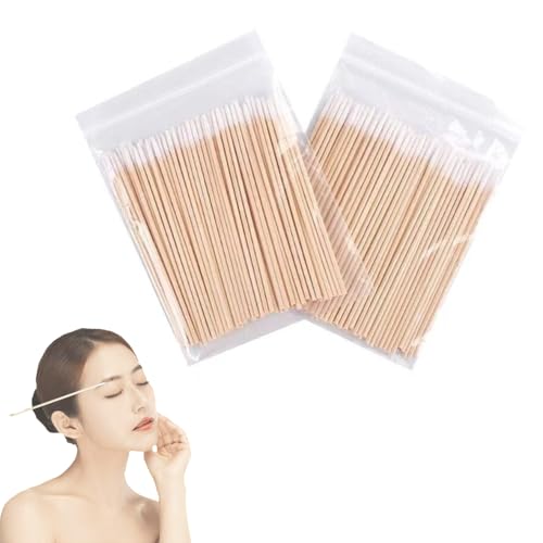 SHSHANLC 精密極細綿棒 10cm 200本 ウッドスティック ネイル ペロリン ネイル 工房 細い綿棒 個包装 長い綿棒 コットン 大容量 赤ちゃん 綿棒 使い捨て ネイル ジェル アイライン 修正用