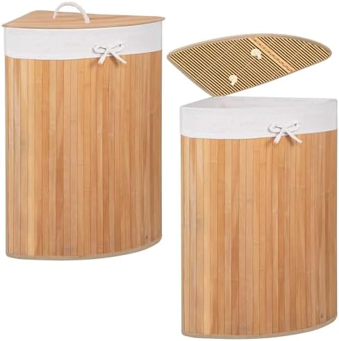 SPRINGOS Cesta de esquina para la colada con tapa, 60 litros, de ...