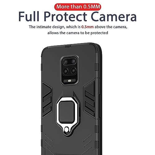 Image of Pikkme D5 Tough Armor Bumper Back Cover Case for Redmi Note 9 Pro,Note 9 Pro Max,Poco M2 Pro |Ring Holder & Kickstand in-Built (Black)