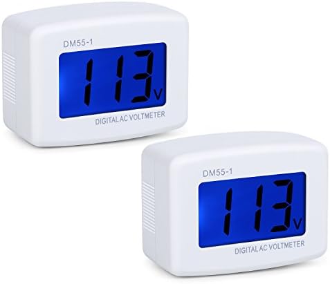 Eversame 2-Pack Flat Plug AC 80-300V Volt Household Voltage Tester Gauge Multimeter, AC 110V LCD Digital Voltmeter Volt Panel Meter Voltage Tester, Measuring The Voltage Office Factory Wall Socket