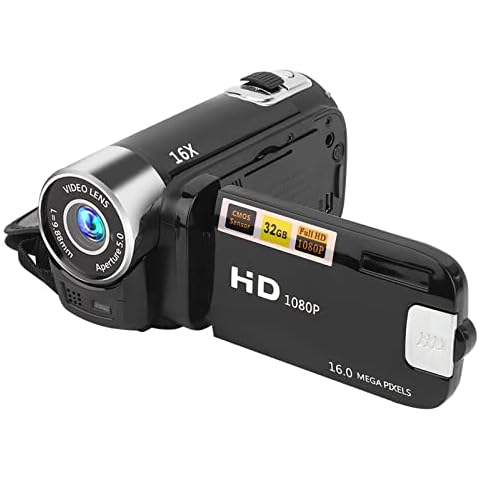 Digital Camcorder, DH-90 16X Digital Zoom 2.7 Inch Colourful Display Screen, High Definition Camera Image Video Shooting Camcorder US Plug 110-240V Cover
