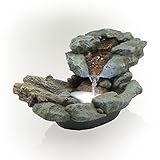 Alpine Corporation 9' Tall Indoor/Outdoor River Rock Waterfall Tabletop Fountain with LED Lights