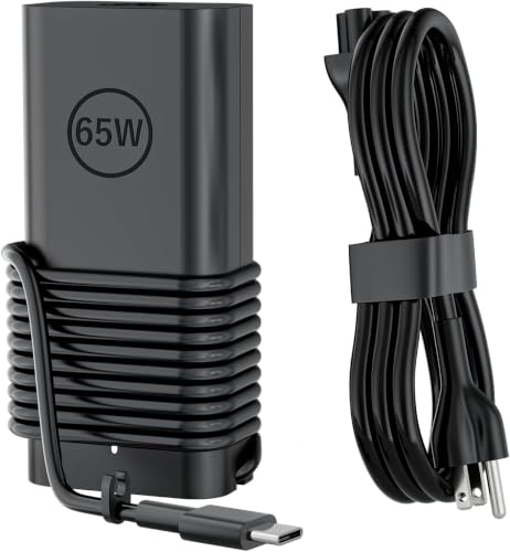 Image of 65W USB Type C Charger AC Adapter Compatible with Dell Laptop, Venue 11 Pro Inspiron 16 Chromebook 13 Latitude Rugged Extreme Vostro 13 WMDHR T3JDJ XPS 12 13 9305 9310 2in1 Power Supply Cord | Fit for Dell XPS 13 9360 9370 9380, Latitude 5420 5520 7420 7490, LA65NM170 02YK0F, Type C Portable Travel Power Supply Cord