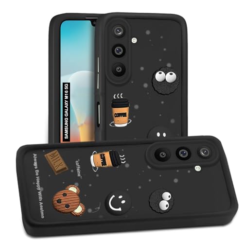 Image of AESTMO Back Case Cover for Samsung Galaxy M16 / F16 5G | Cute Fun Cartoon 3D Ball | Coffee Silicone Case | Full Body Protection | Camera Protection Back Cover for Samsung Galaxy M16 / F16 5G (Black)
