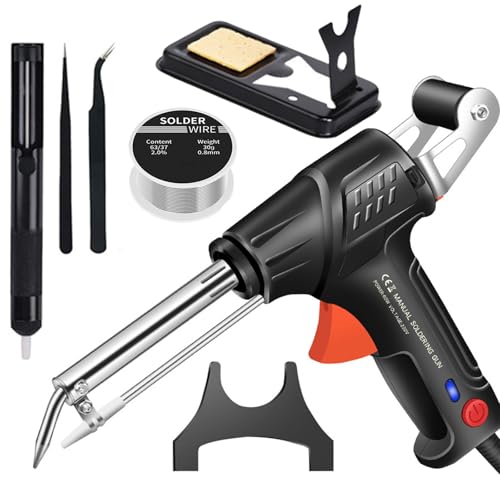 German-Precision Internally Heated Industrial Welding Tools - Multi-Function Soldering Iron & Welding Gun Set for Cutting, Rust Removal, Welding (5-piece Set-Black)