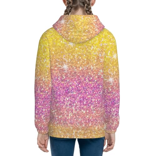 Rainbow Glitter Hoodie Youth Hooded Sweatshirt 3D Digital Printed With Pockets Tops3