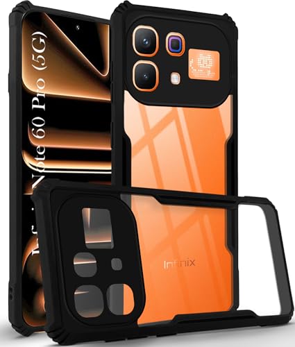 Image of Jkobi Hybrid Back Cover Case for Infinix Note 60 Pro 5G (Shockproof with Polycarbonate Clear Panel | Professional Black)