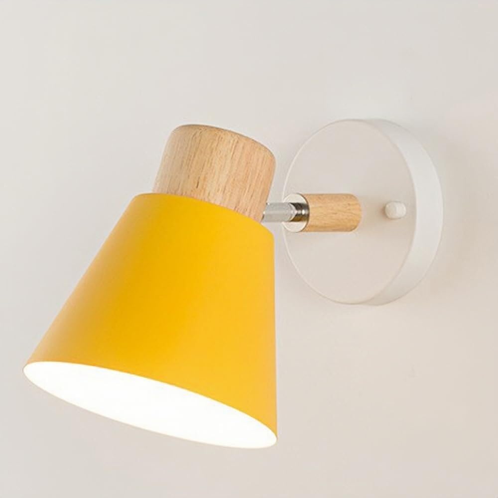 JYBNBBE Nordic Indoor Wall Lamp, Modern Minimalist Bedside Sconce, E27 Lighting for Bedroom & Living Room,Yellow