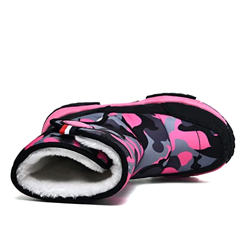 GEXECEUSS Boy's Girl's High-Top Boots Kids Winter Snow Boots Faux Fur Lined Warm Shoes Outdoor Slip Resistant Walking Boots (Little Kid/Big Kid)2