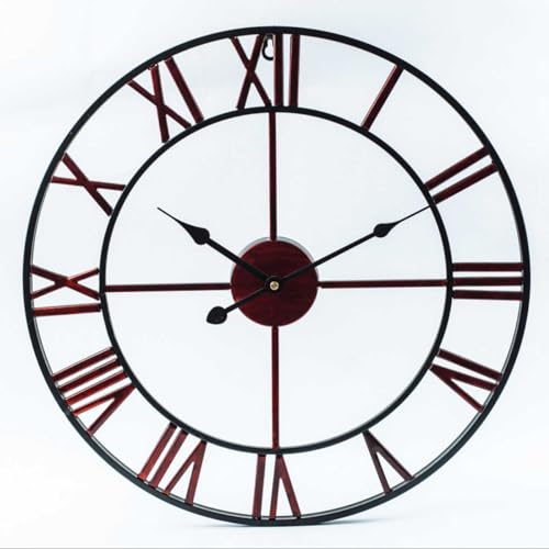 Reloj de pared para exteriores de hierro forjado impermeable con esqueleto y números romanos 2