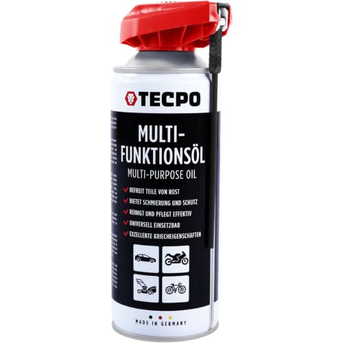 TECPO Multifunktionsöl 400ml Multifunktionsspray Schmiermittel Sprühöl Rostlöser Kriechöl mit klappbarem Sprührohr schmiert, schützt, reinigt, fettet mit Verschleiß- und Korrosionsschutz