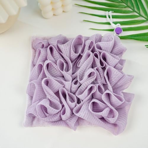 Esponja de jabón 2 en 1 con cierre de cordón, esponja exfoliante de lufa, esponja de ducha, esponjas de baño multicolor para lavado corporal y baño, paquete de 6 (17 x 17 cm)