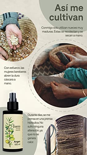 Aceite argán orgánico puro de Marruecos, prensado en frío, piel, cabello seco, cara 100 ml – aceite puro para cabello, botella de vidrio, barba, cuero cabelludo, cuerpo, piel y rizos.