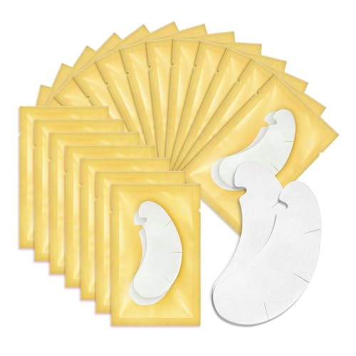 Eye Gel Pads 50 Pairs Eyelash Lash Extension Under Eye Patches Under Eye Gel Collagen Under Eye Pads for Eyelash Perming Tinting Pro Salon and Individual Eyelash Extension (Gold)