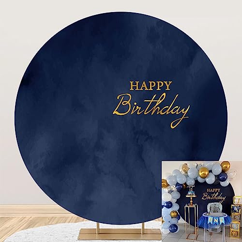 Décor fête anniversaire bleu marine rond pour masquer un mur et réussir ses photos