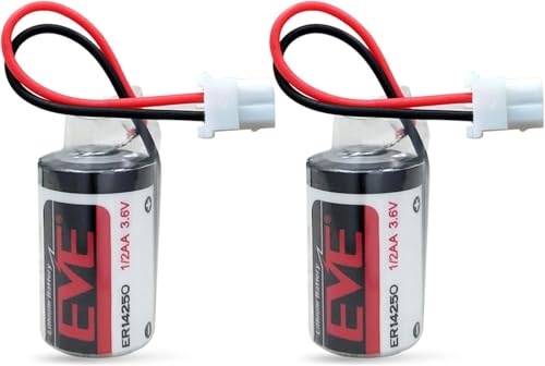 BUCADU (2 Packs) EVE ER14250 3.6V 1200mAh Battery with White Plug Compatible with EVE ER14250 1/2 AA LS14250 for Dogwatch R9 R12 Receiver Collar, Baby Movement Monitor