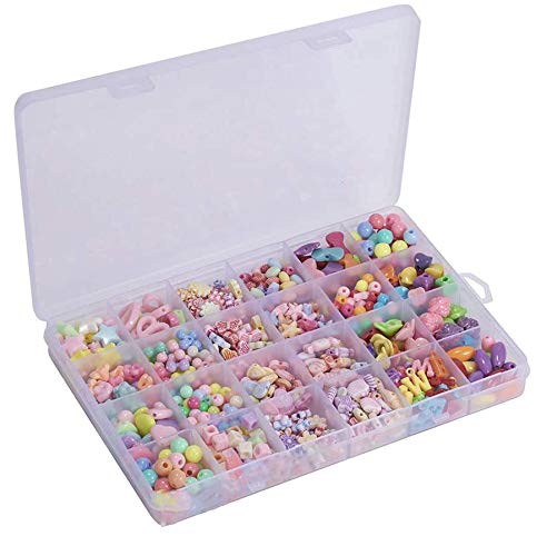 Suny Smiling Perlen-Set für Kinder, zur Schmuckherstellung, Perlen-Set - Acryl-Kunst, Bastelperlen für Halsketten, Armbänder, Haarschmuck, tolles Geburtstagsgeschenk, Bastelsets für Mädchen/Kinder Cover