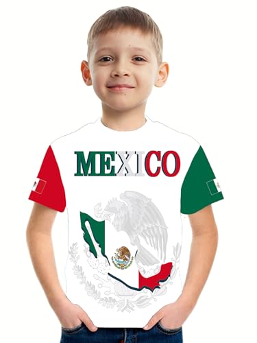 Mexico T-Shirt Mexican Flag Shirt Unisex Round Neck Short Sleeve 3D T-Shirt Top
