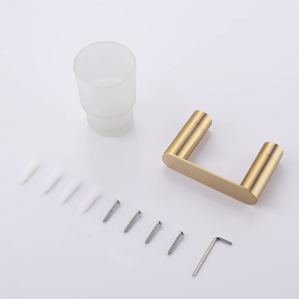 WRIST Zahnbürstenhalter, Zahnbürstenhalter Aus Edelstahl Und Milchglas, Zahnbürstenbecherhalter Aus Gebürstetem Gold, Wandmontage, Zahnbürstenbecherhalter Für Badezimmer