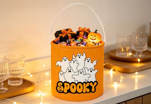Image of Halloween Basket Ghost Storage Bins Gift Basket (Yellow Ghost)
