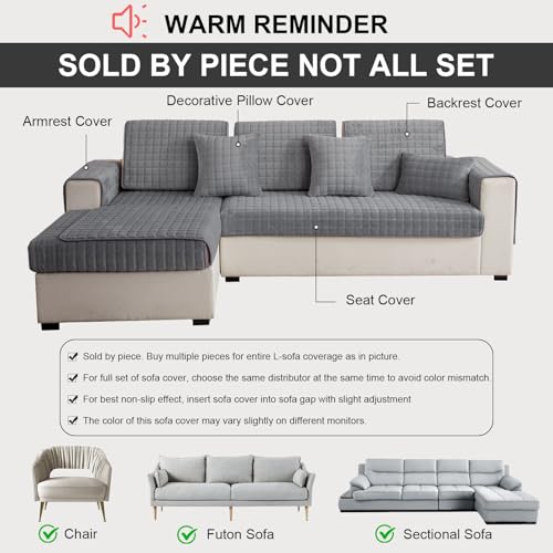 SHANNA Flanell Sofabezug 1 2 3 4 Sitzer Sofabezüge Couch Überzug L Form Ecksofa Sofa Couch Überwurfdecke, Sofahusse Sofaüberwürfe rutschfest Sofa Abdeckung (Dary Gray, 70 * 70cm Stückweise Verkauft)