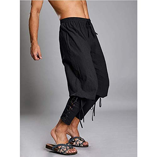 Seidarise Men's Pirate Pants Medieval Ankle Pants Viking Navigator Trousers4