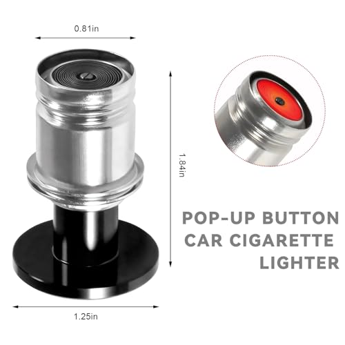 Image of Eject Button Car Cigarette Lighter, 12 Volt Aluminum Auto Cigarette Lighter Plug Replacement, Universal Cigarette Lighters Button Decoration for Most Vehicle Socket Size A (Black)