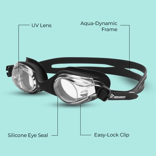Image of ROVARS Swimming Goggles for Kids with Nose & Ear Plugs, Leakproff Full Frame with Adjustable Strap, Anti Fog and UV Protection for Boys & Girls - Black