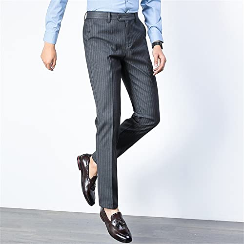 JEShifangjiusu Men's Striped Dress Pants Skinny Straight Fit Flat Front Chino Pant Business Cotton Trousers Suit Pants3