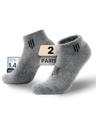 Juclise Alpaca Wool Ankle Socks Midweight Hiking Socks Work & Outdoors Moisture Wicking Anti-Blister Padded Breathable Merino (US, Alpha, Large, Regular, Regular, Light Grey)