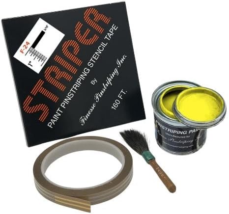 Automotive Pinstriping KIT - Stencil/Brush/Paint - Pinstripe Your Car/Truck Results: 3/16 inch Stripe (Yellow, 160 Foot roll)