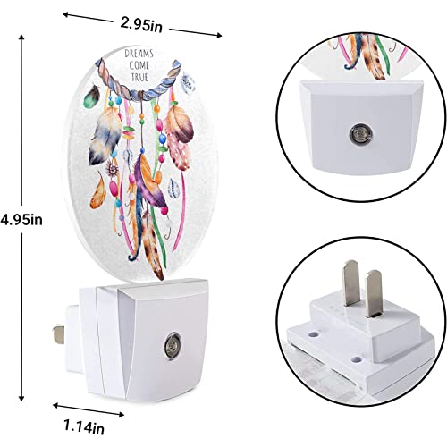 Image of EKOBLA Dream Catcher Night Light, Tribal Feather and Floral Boho Night Lights Plug Into Wall with Dusk to Dawn Sensor for Kids Room