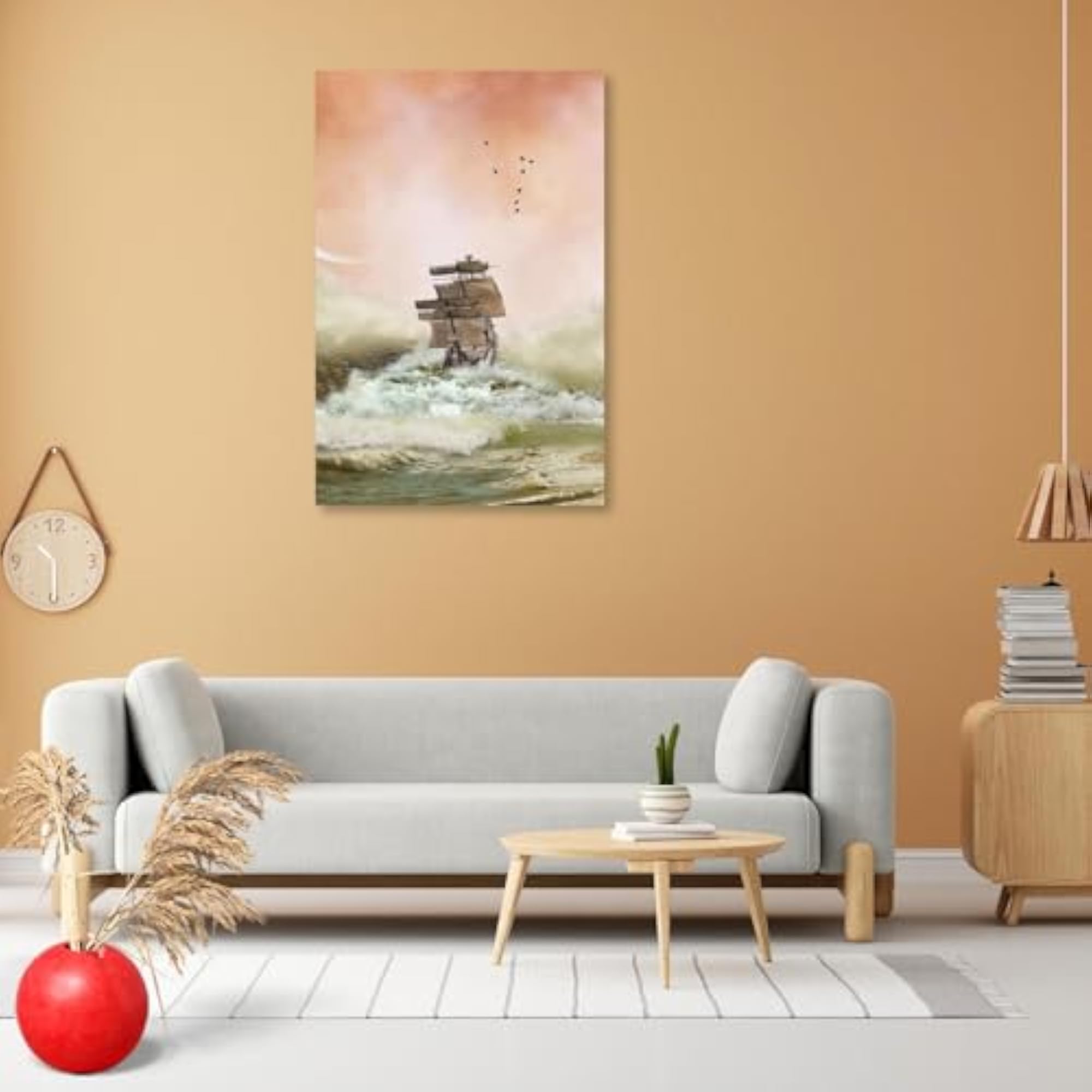 Ocean with Boat Peel & Stick Vinyl Wall Sticker