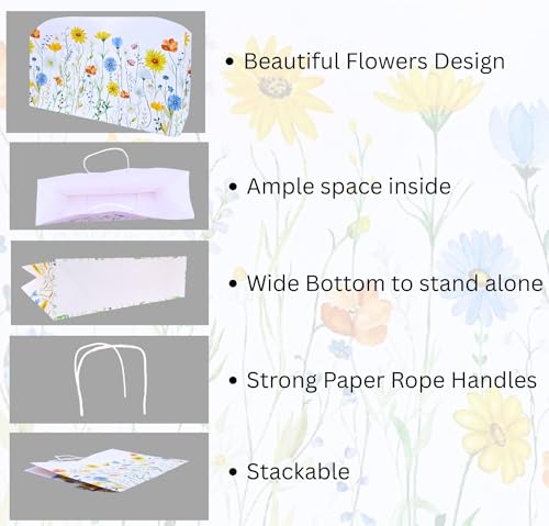 Image of RanGit Bhumi Gift Bags- Large Paper Bags with Handles for Corporate event, Birthday, Wedding, Festivals, Party Favor Goodie Treat Bag, Craft Paper Return Gifting Covers (Large-Multicolors, Pack of 10)