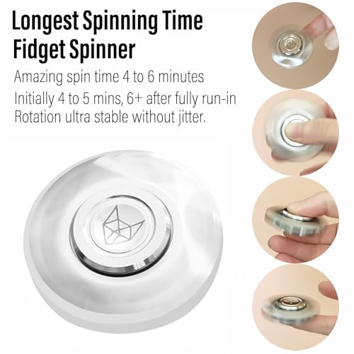 Image of FREELOVE Premium Metal Fidget Spinner for Adults, Stainless Steel Heavy Silent Spinner with Precision Bearing, Small Office Desk Toy & EDC for Stress Relief Focus ADHD, Silver