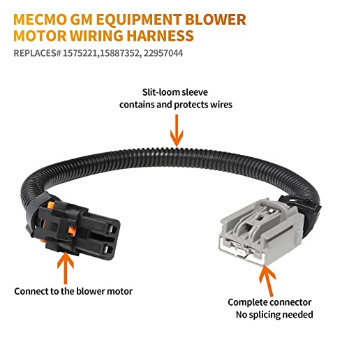 Mecmo 15-75221 Blower Motor Wiring Harness 14” For 2007-2014 Gm Chevy Chevrolet Tahoe Suburban Silverado Avalance, Gmc Sierra Buick Yukon, Cadillac Escalade, For Hummer, Oe 15887352, 22957044 #TOP1