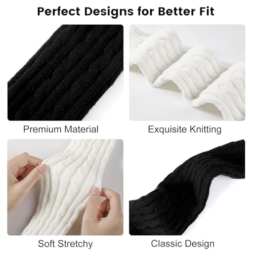 Image of Clothirily Leg Warmers - 2 Pairs Knit Leg Warmers for Women 80s Fashion Long Socks for Sports Party Yoga Winter Accessories