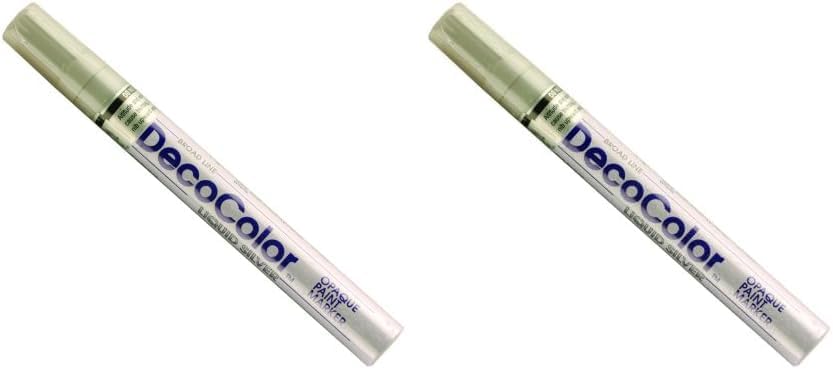 UCHIDA 300-C-SLV Marvy Deco - Marcador de pintura de punta ancha, color plateado (paquete de 2)