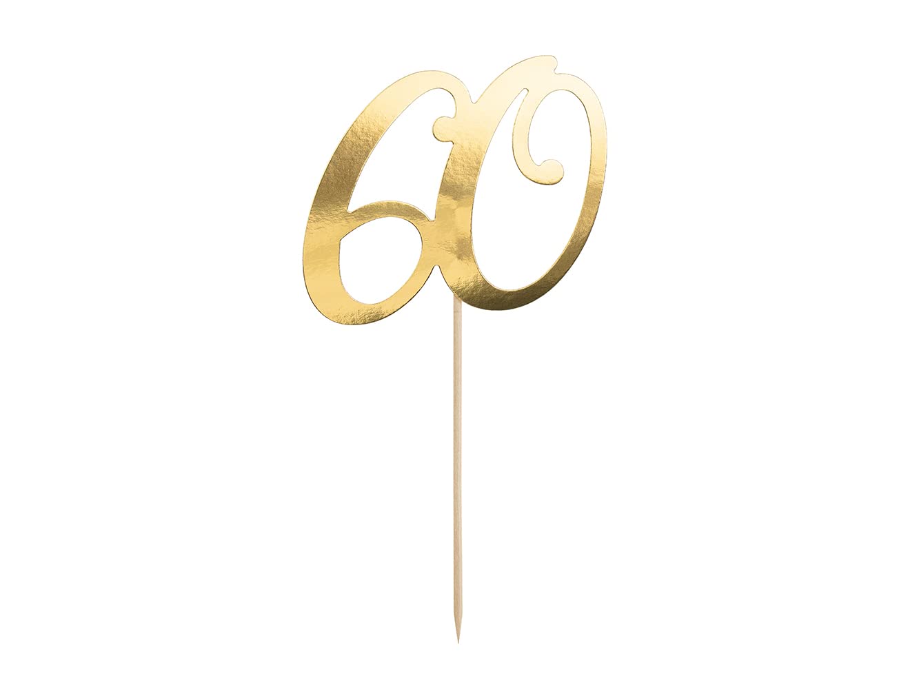 PartyDeco Geburtstagstorte Topper - Topper 60. Geburtstagszahl 60 in Gold- Gold Höhe ca. 21 cm 1 STK. Kuchen Dekoration Cupcake Topper für Geburtstag Jahrestag Runde Geburtstag