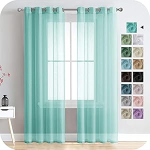MRTREES Türkis Voile Gardinen halbtransparent 2er Set