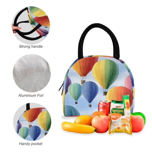 Hot Air Balloon Print Backpack Set with Lunch Bag, Large Capacity Travel Backpacks and Lunch Box Insulated for Commute Hiking Picnic4