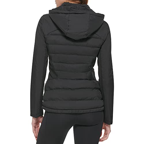Calvin Klein Women's Lightweight Scuba Side Panels Adjustable Hood Zip Pockets Puffer3