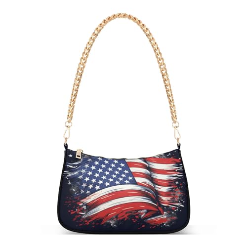 Shoulder Bags for Women American Flag03 Hobo Tote Handbag Small Clutch Purse with Zipper Closure