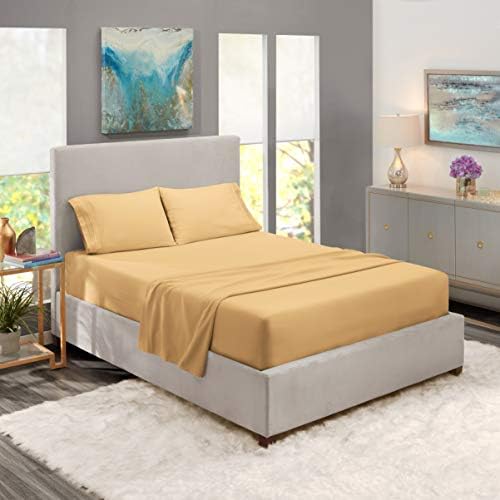 Nestl Split King Sheets Sets for Adjustable Bed - 5 Piece Split King Sheet Set, Double Brushed Split King Sheets, Hotel Luxury Camel Gold Sheets, Extra Soft Bedding Sheets & Pillowcases